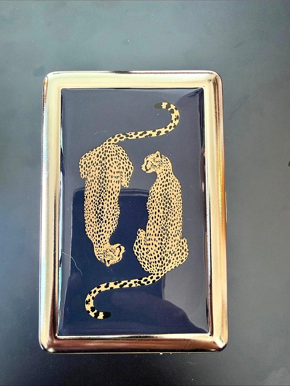 Vintage Leopard Print Metal Card Holder